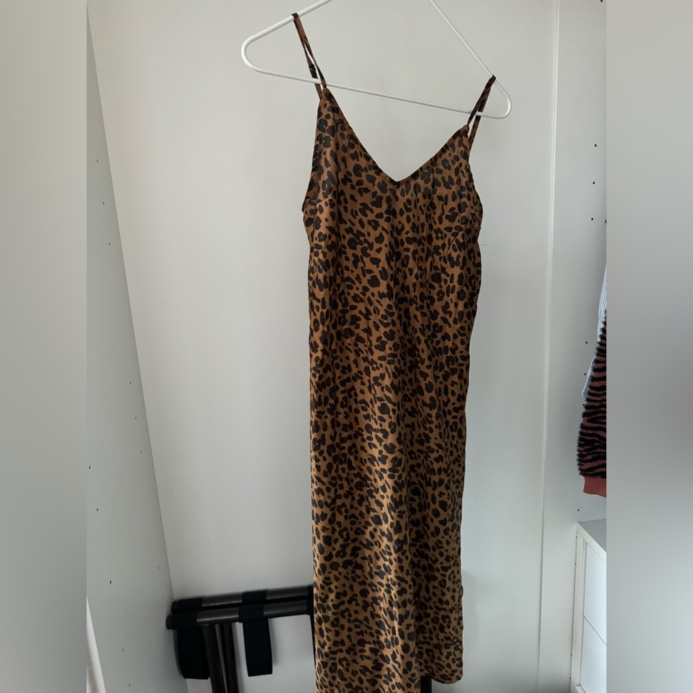 Leopard satin midi dress